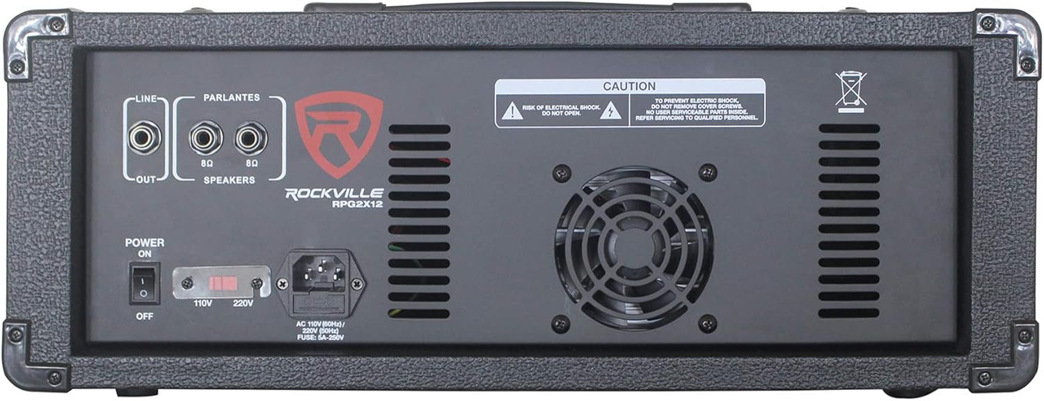 Rockville RPG2X12 Package PA System Mixer/Amp+12" Speakers+Stands+Mics+Bluetooth, 12'