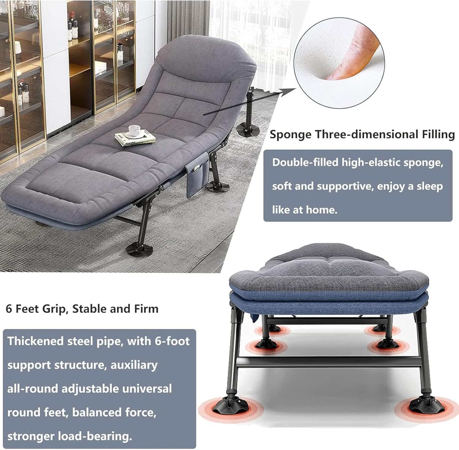 Folding Camping Beds for Adults, Heavy Duty Outdoor Camping Cot with Mattress, Sleeping Cot for Travel Outdoor Office Indoor Fishing