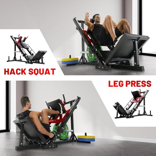 RitFit Leg Press Hack Squat Machine, Professional Adjustable Leg Press Machine for Home Gym with Linear Bearing, Specialty Hack Squat Machine for Full Lower Body Workout with Weight Storage Posts