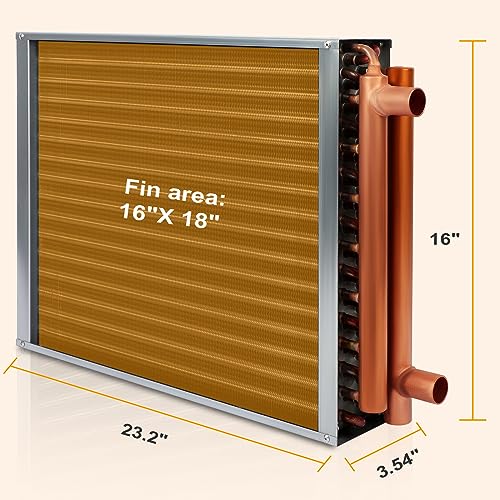 24x24 Heat Exchanger Water To Air With Copper Ports High Heat Energy for Hot Air Wood Furnace Plenum And Hydronic Heating