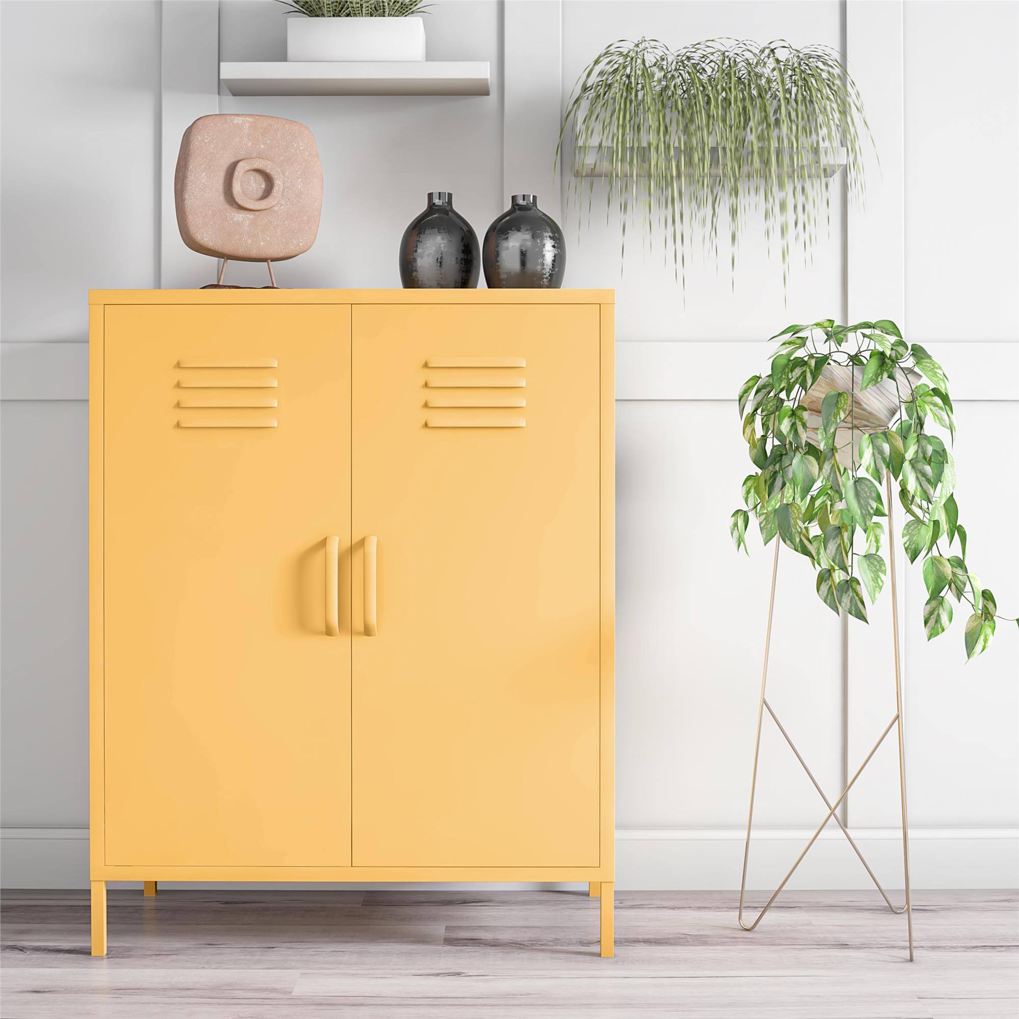 Novogratz Cache 2 Door Metal Locker Storage Cabinet (Yellow)
