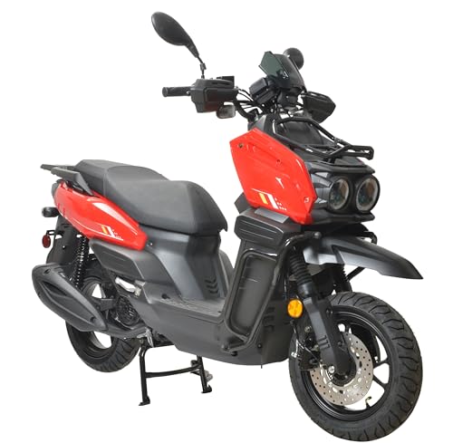 HHH motorcycle 150cc Scooter Tank 150 Scooter Moped Gas 150cc Motorcycle Fully Automatic Adult Street Bike Cvt transmission and 12 inch Aluminum Wheels ( White color )