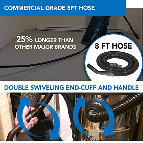 BIDZ Powerful HP Motor, Water Lift Suction Power, Heavy-Duty Stainless Steel Semi- Commercial Shop Vacuum System