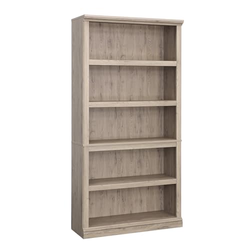 Sauder 5 Tier Book Shelf Wooden Bookcase Multipurpose Bookshelf for Home Office, Living Room, in Chalked Chestnut