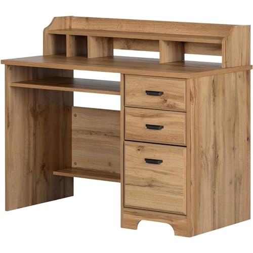 South Shore Versa Computer Hutch, Medium Desk, Winter Oak