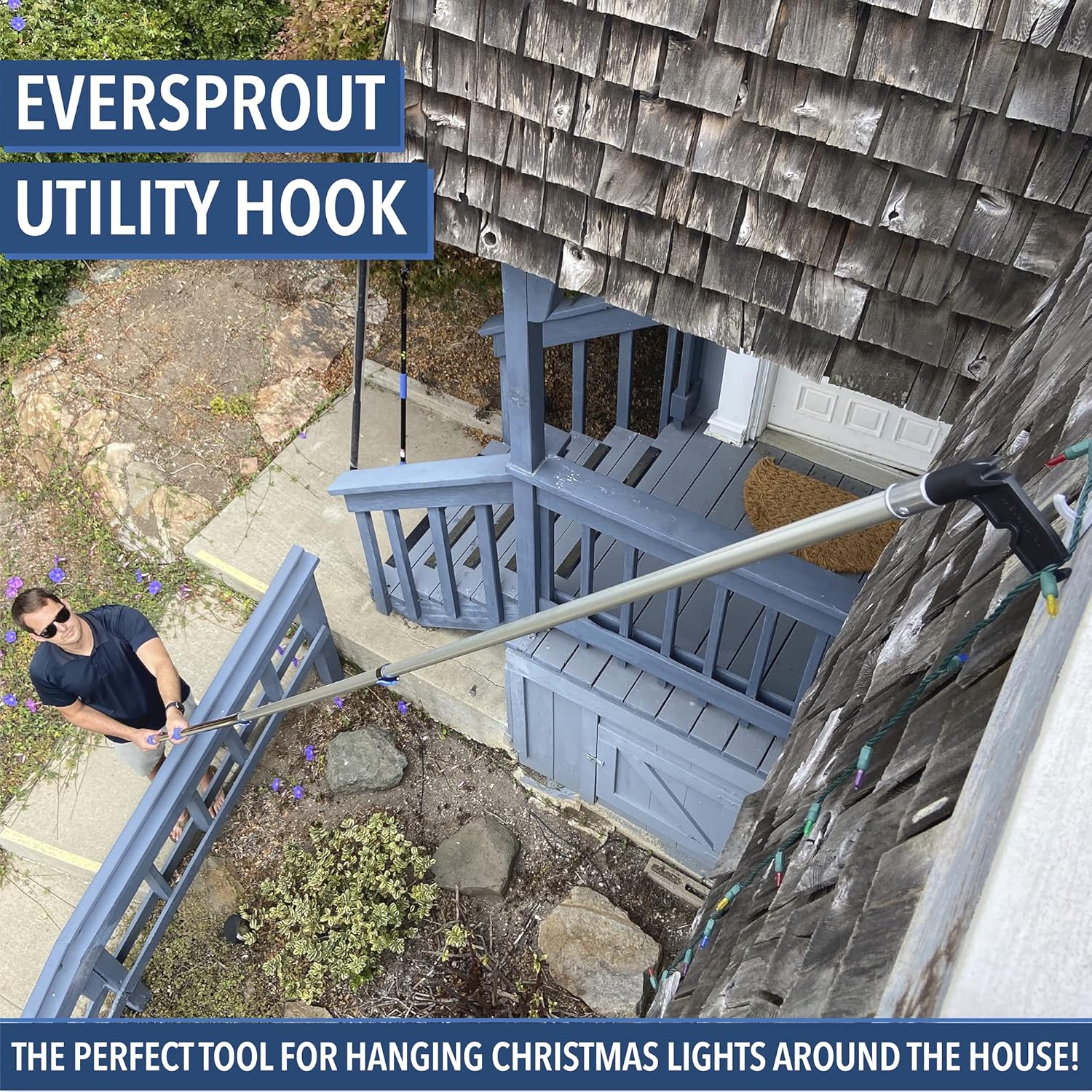 EVERSPROUT 7-to-20 Foot Extension Pole Total Kit (25+ Ft Reach) | Telescopic Pole, Scrub Brush, Light Bulb Changer, Hook, Swivel Squeegee, 3x Microfiber Dusters (Cobweb, Flexible Ceiling Fan, Feather)