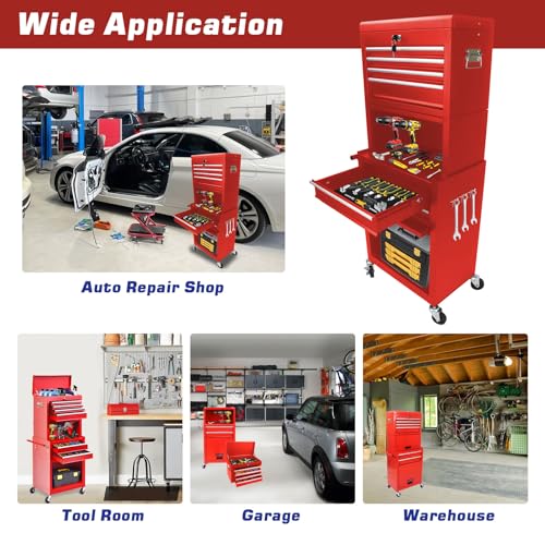 Rolling Tool Chest with 6 Drawers and Wheels, Clearance Tool Chest, Craftsman Tool Chest on Wheels with Lock for Garage and Auto Repair Stores, High Capacity, Detachable, Blue