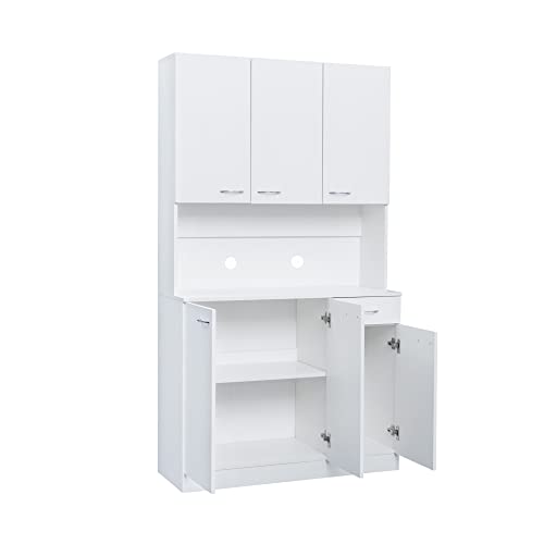 SHMAO 39" W Wardrobe Armoire Closet, Tall Freestanding Armoire Wardrobe Cabinet with Doors and Storage Shelves, Wood Closet Bedroom Clothes Organizer, Large Closet Storage Cabinet for Bedroom - White