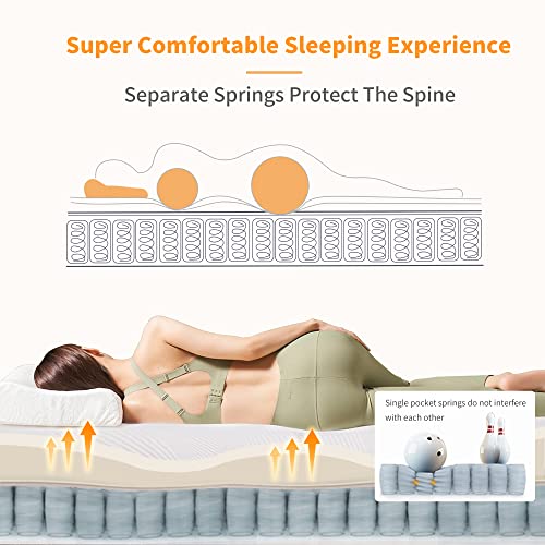 Split King Adjustable Bed Frame with Mattress - 14” Luxury Hybrid Mattress, Smart APP Contorl, Massage, Zero Gravity, Anti-Snore, 5 Minutes Installation, Head and Foot Incline, Medium Soft, Split King