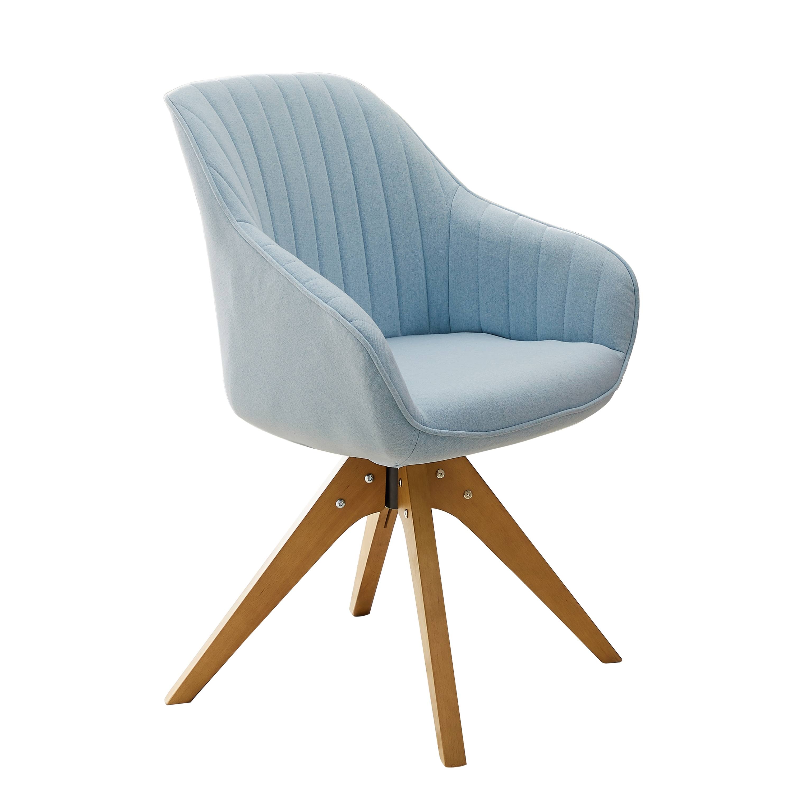 Art Leon Arthur Blue Fabric Mid-Century Swivel Office Accent Arm Chair with Wood Legs