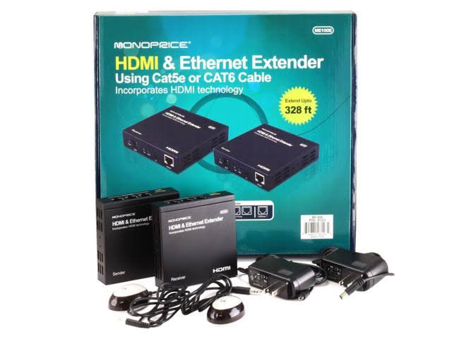 Monoprice HDMI + Ethernet and IR Extender Using Cat5e or Cat6 Cable - Extend Upto 328ft
