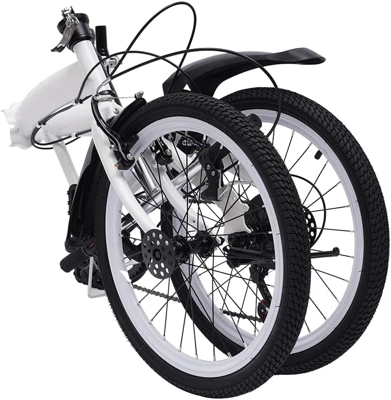 ‎20" Folding Bike, Bicycles Folding Bike for Adult 7 Speed Shifter, Camping Bicycle Light Weight Carbon Steel Height Adjustable Folding Bike for Men and Women