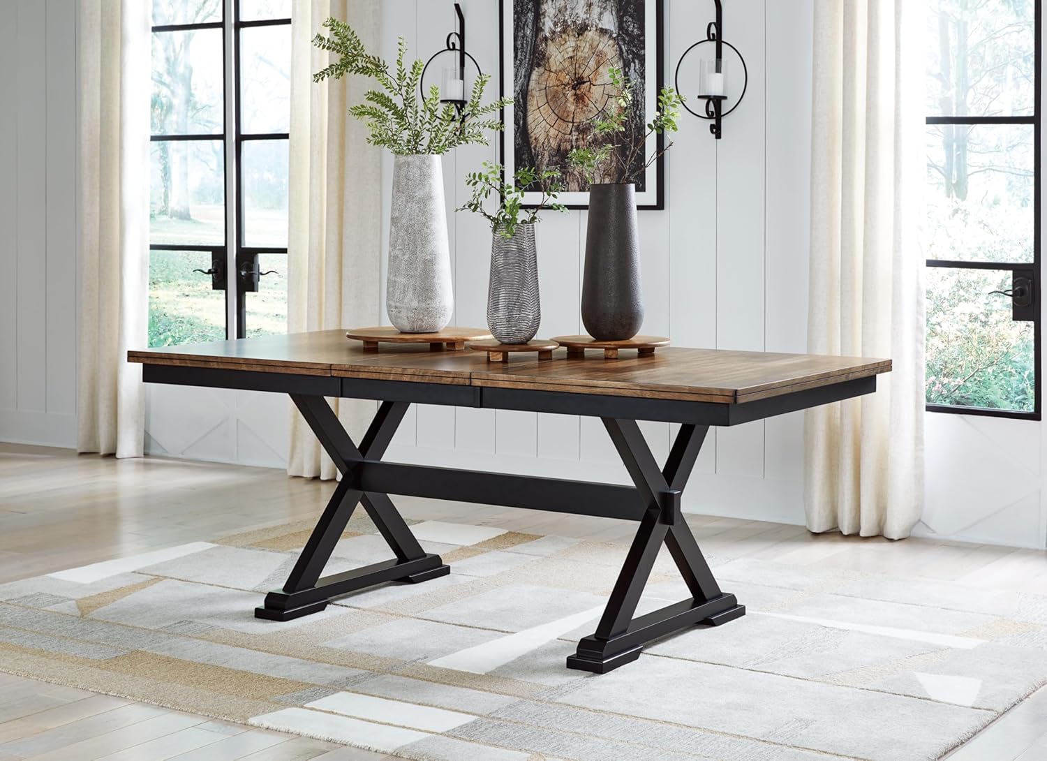 Signature Design by Ashley Wildenauer Dining Extension Table, 78" W x 40" D x 30" H, Black & Dark Brown