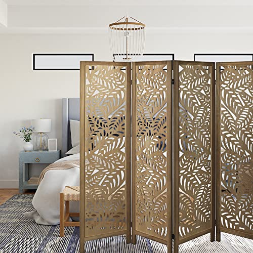 ECOMEX 6 Panel Room Divider, Cutout Room Divider Wall, Freestanding Folding Room Divider Screen, Room Dividers and Folding Privacy Screens Room Partition for Office (Brown)