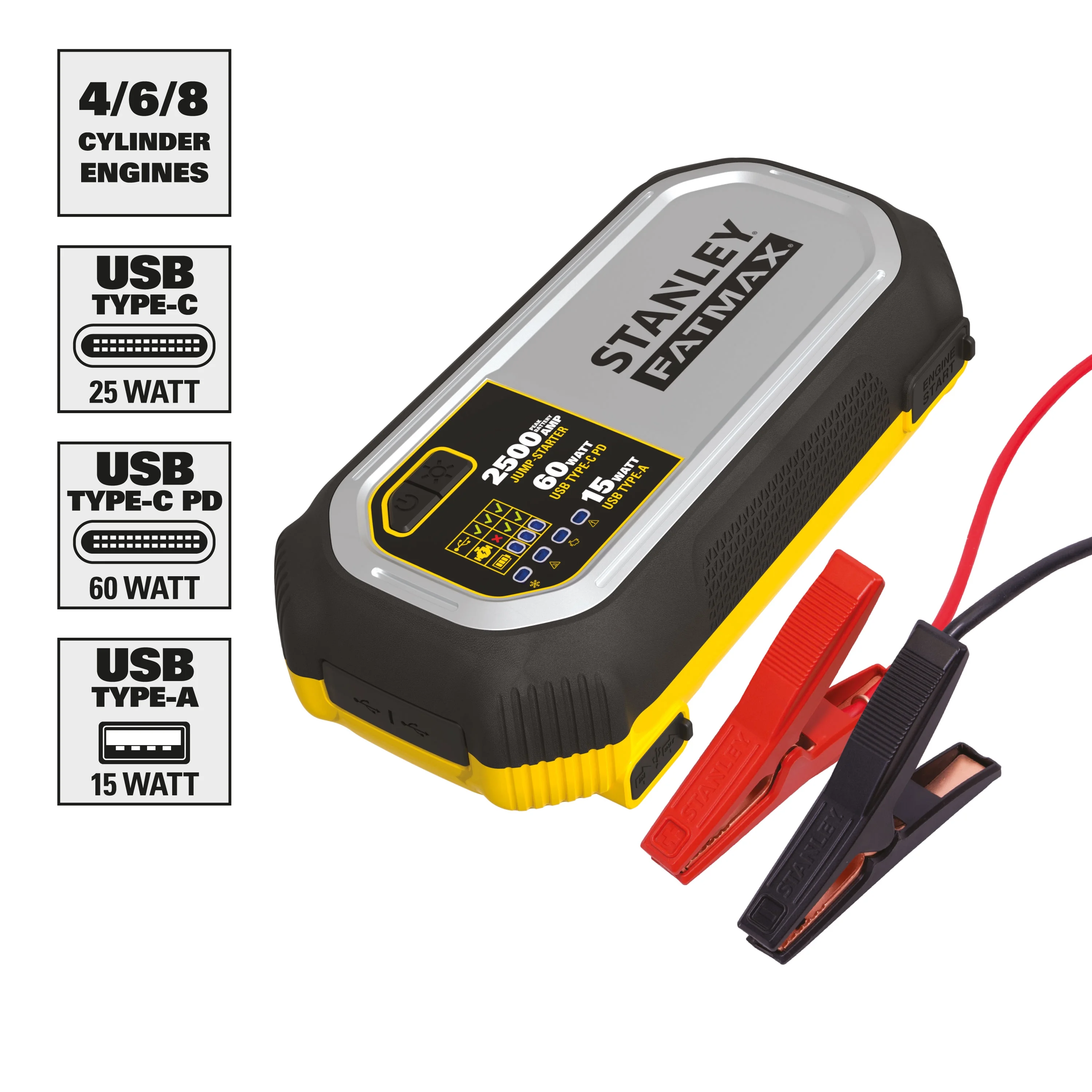 Stanley FatMax 2500 Amp, Lithium Jump Starter With Triple USB Power Bank