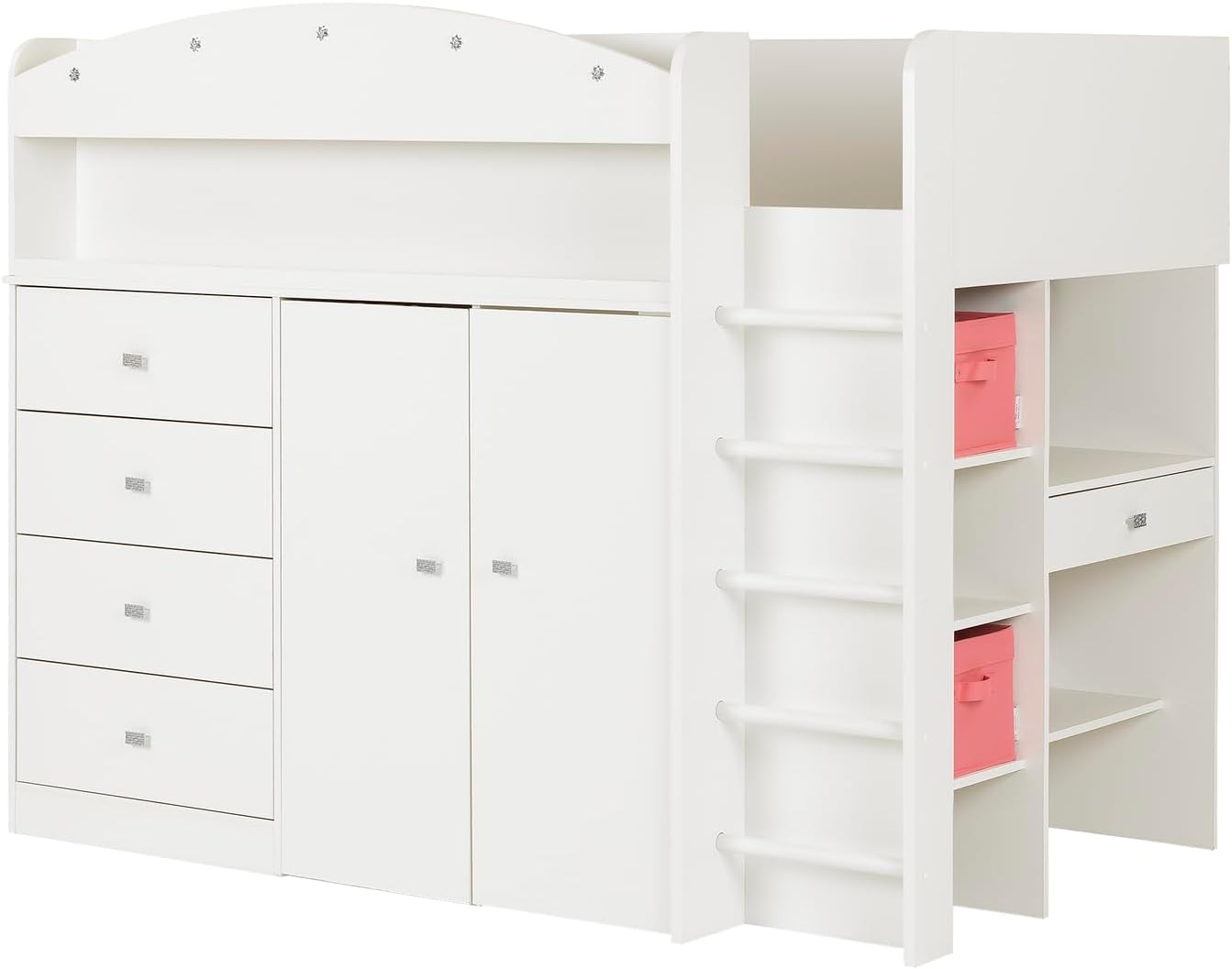 Boldly Bohemian Bed with Desk Pure White, Rectangular, Twin Size, Murphy bed, Wood - 77 x 42 x 72.5 inches