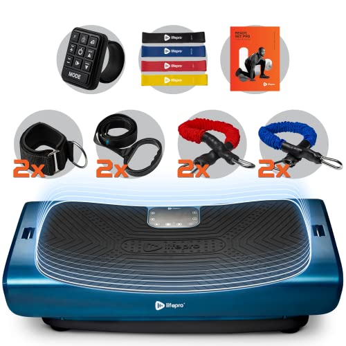 LifePro Rumblex 4D Pro Vibration Plate - Whole Body Vibration Platform Exercise Machine - Home Workout Equipment for Weight Loss, Toning & Wellness - Full Bundle of Bands, Straps & Accessories