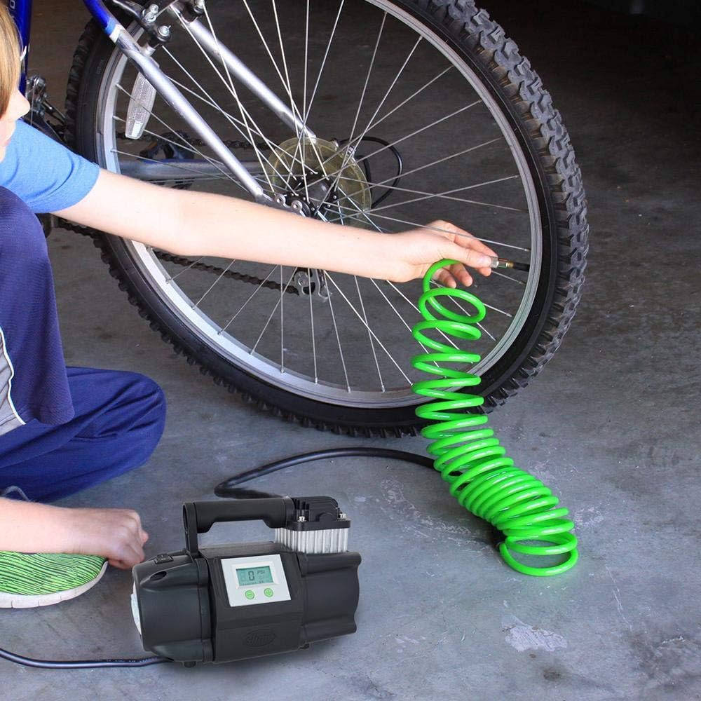 Slime 40063 Tire Inflator, Portable Car, SUV, 4x4 Air Compressor, Elite Heavy Duty, Inflate Right Automatic Shut Off, with Digital 99 psi Display, Long Hose and LED Light, 12V, 3 min Inflation Pack of 2