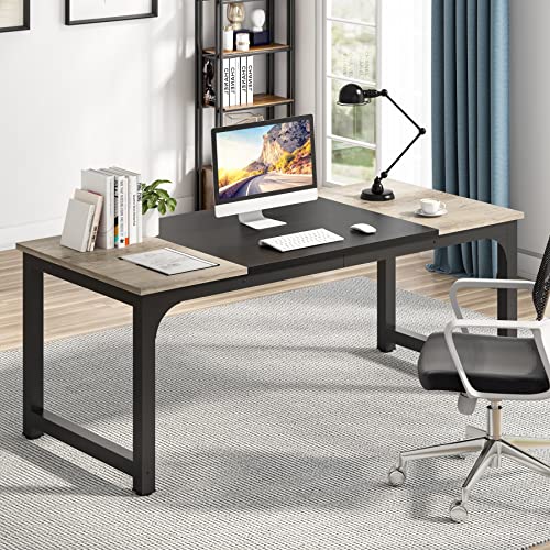 Tribesigns Modern Computer Desk, 63 x 31.5 inch Large Executive Office Desk Computer Table Study Writing Desk Workstation for Home Office, Spliced Desktop, White
