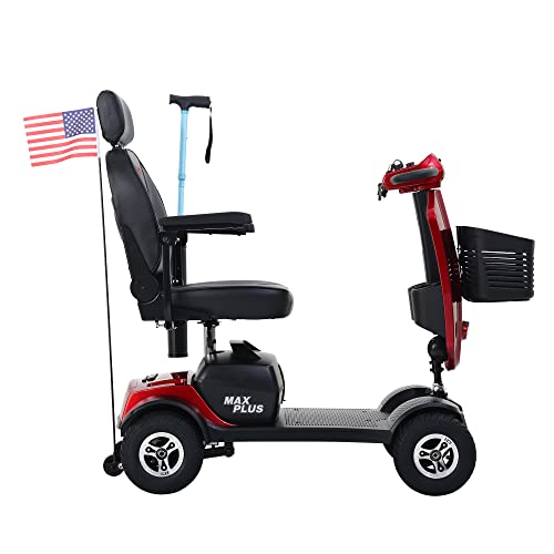4 Wheel Mobility Scooter Electric Powered Wheelchair Device Compact Heavy Duty Mobile for Travel Adults Seniors,300 Lbs. Capacity with Charger and 2 Detachable Battery, Basket Included, Gray