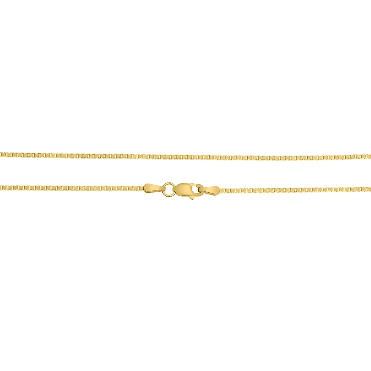 14K Yellow Gold 1.1mm Shiny Square Link Classic Box Chain with Lobster Clasp - 18 Inch
