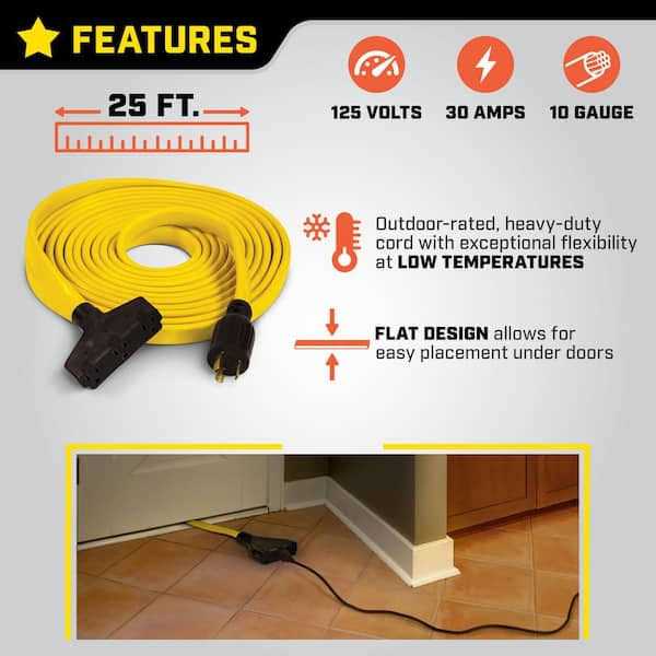 Champion Power Equipment 25' 30 Amp 125 Volt Flat Generator Extension Cord 100436 - Shop Hardware Tools Online Store