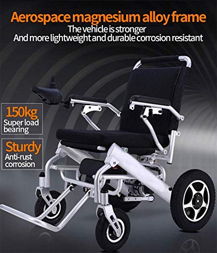 Fold & Travel Lightweight Motorized Electric Power Wheelchair Scooter, Aviation Travel Safe Electric Wheelchair Scooter Heavy Duty Power Wheelchair