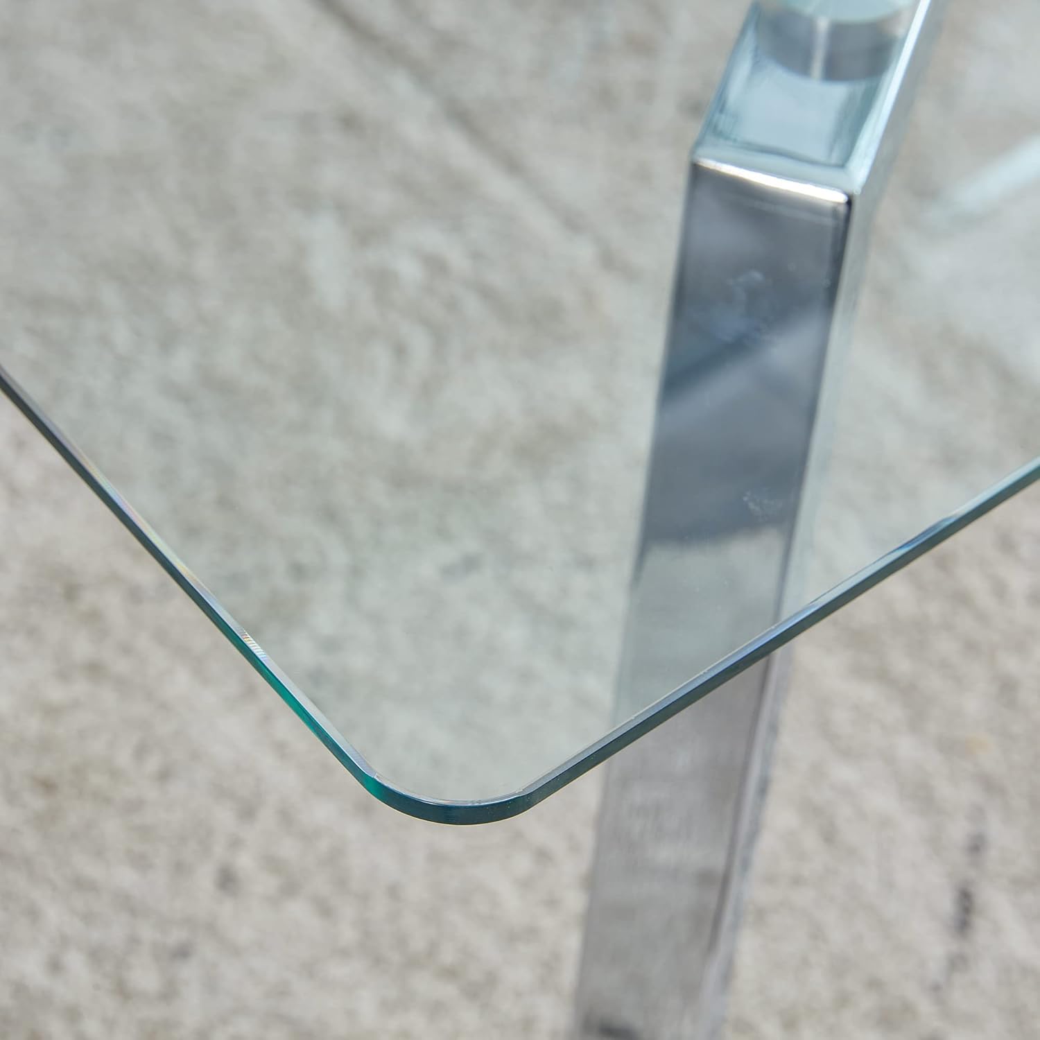 Modern Minimalist Rectangular Glass Dining Table | 0.31" Tempered Glass Top | Silver Metal Legs | Versatile Writing Desk | Easy Assembly
