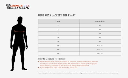 Vance Leather Mens Reflective Mesh & Textile Motorcycle Jacket w/CE Armor & Removable Liner
