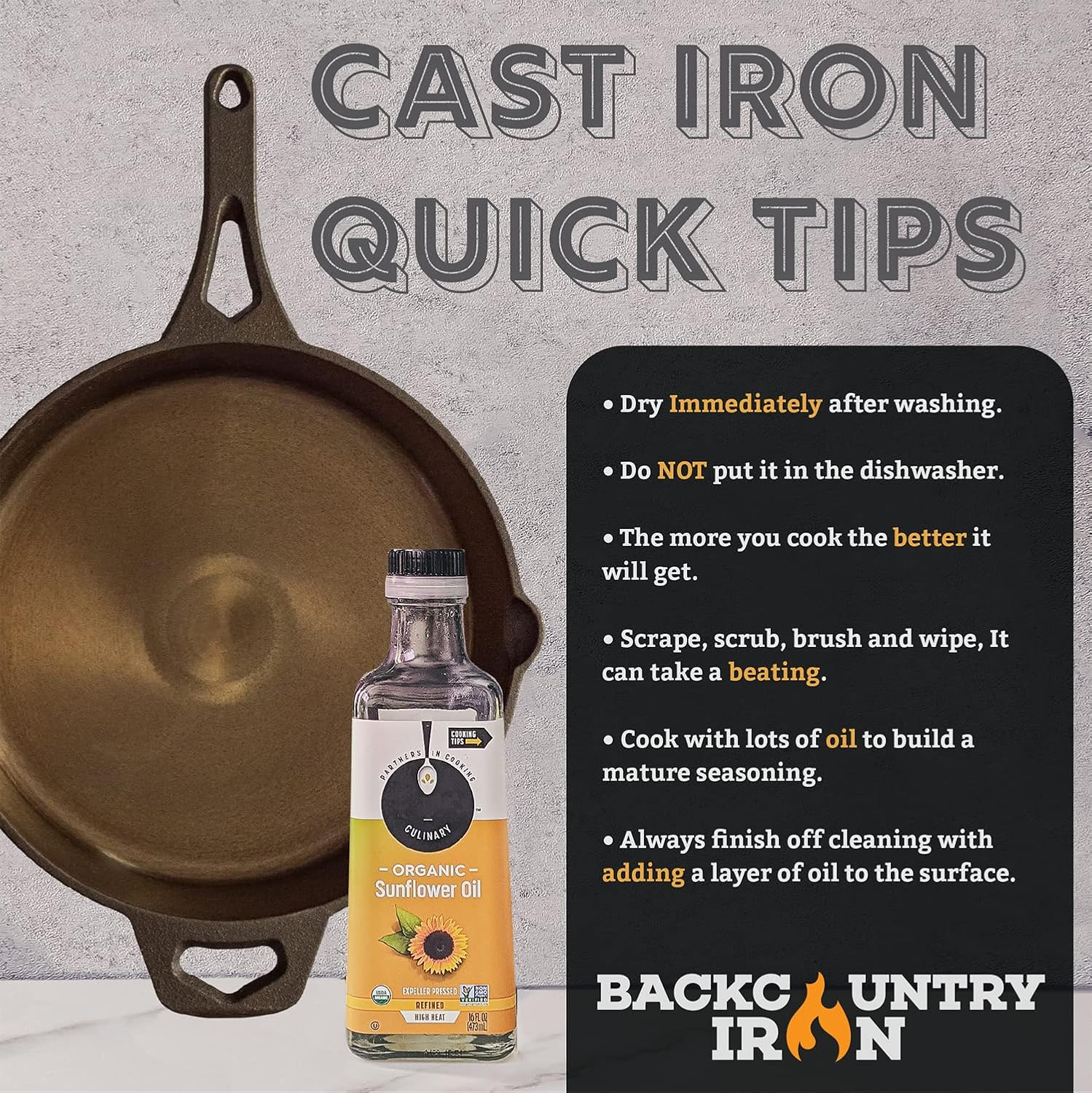 Backcountry Iron Round Wasatch Smooth Cast Iron Skillet (10 Inch)