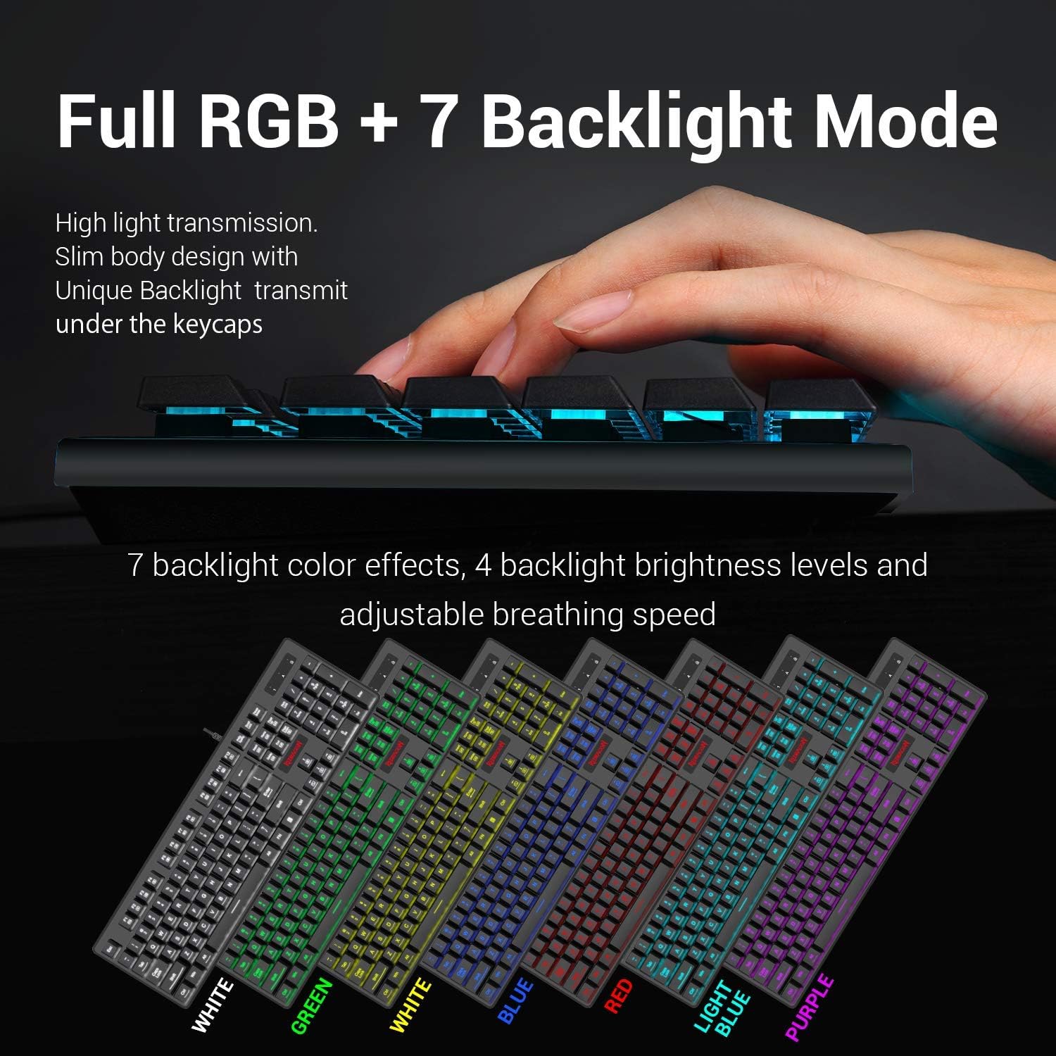 Redragon S107 Gaming Keyboard and Mouse Combo Large Mouse Pad Mechanical Feel RGB Backlit 3200 DPI Mouse for Windows PC (Keyboard Mouse Mousepad Set) Pack of 2