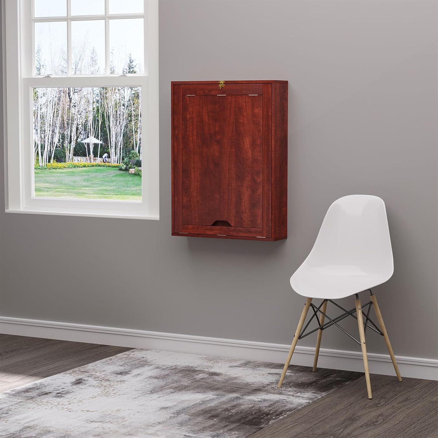 Wall Mounted Desk, Fold Out Convertible Floating, Multi-Function Murphy Desk for Home Office, Space Saving Computer/Hanging Desk, Table with Storage Area
