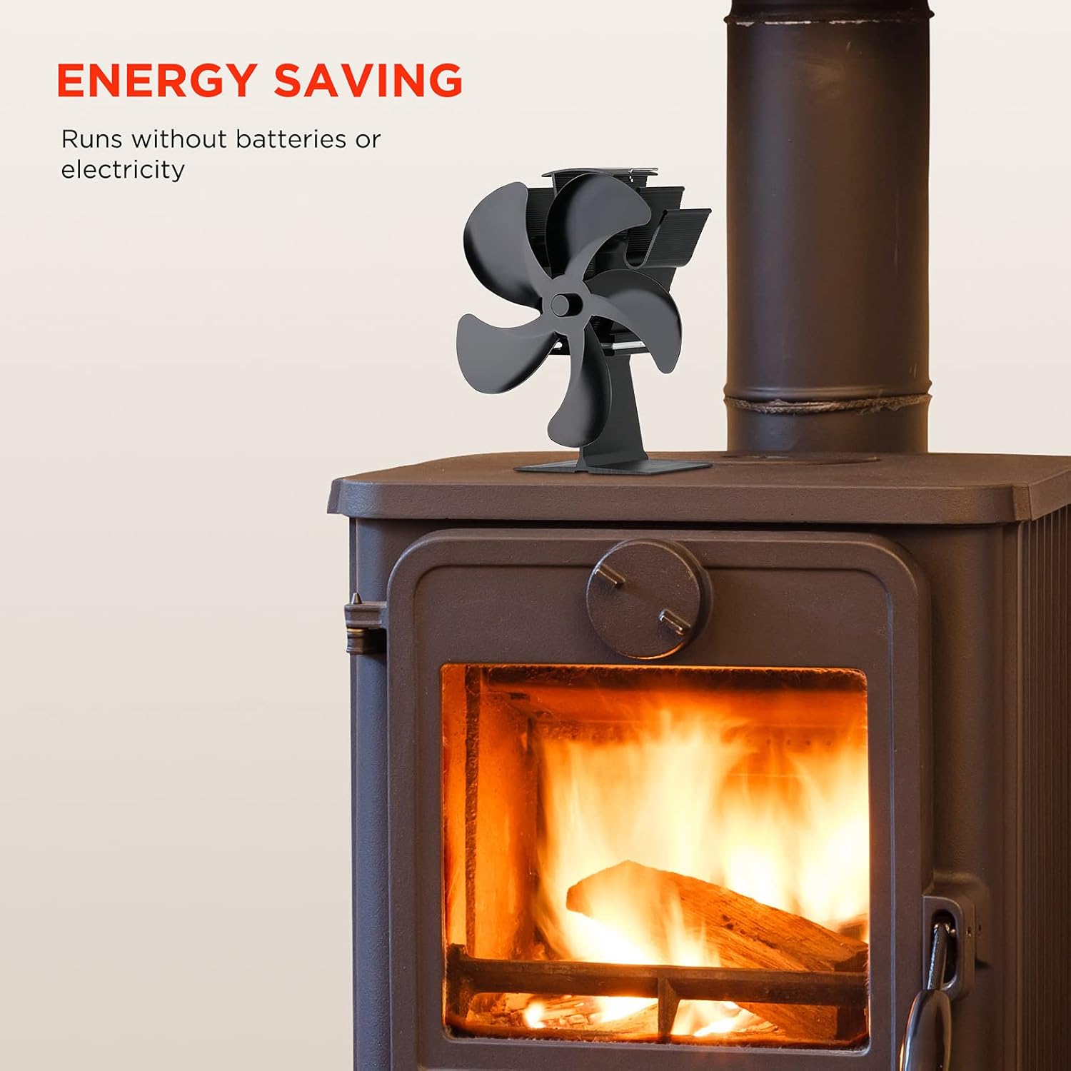 Heat Powered Stove Fan, SPBPQY Fireplace fan with Designed Silent Operation, Circulating Warm Air Saving Fuel Efficiently, for Wood/Log Burner/Fireplace, 5-Blade Pack of 2