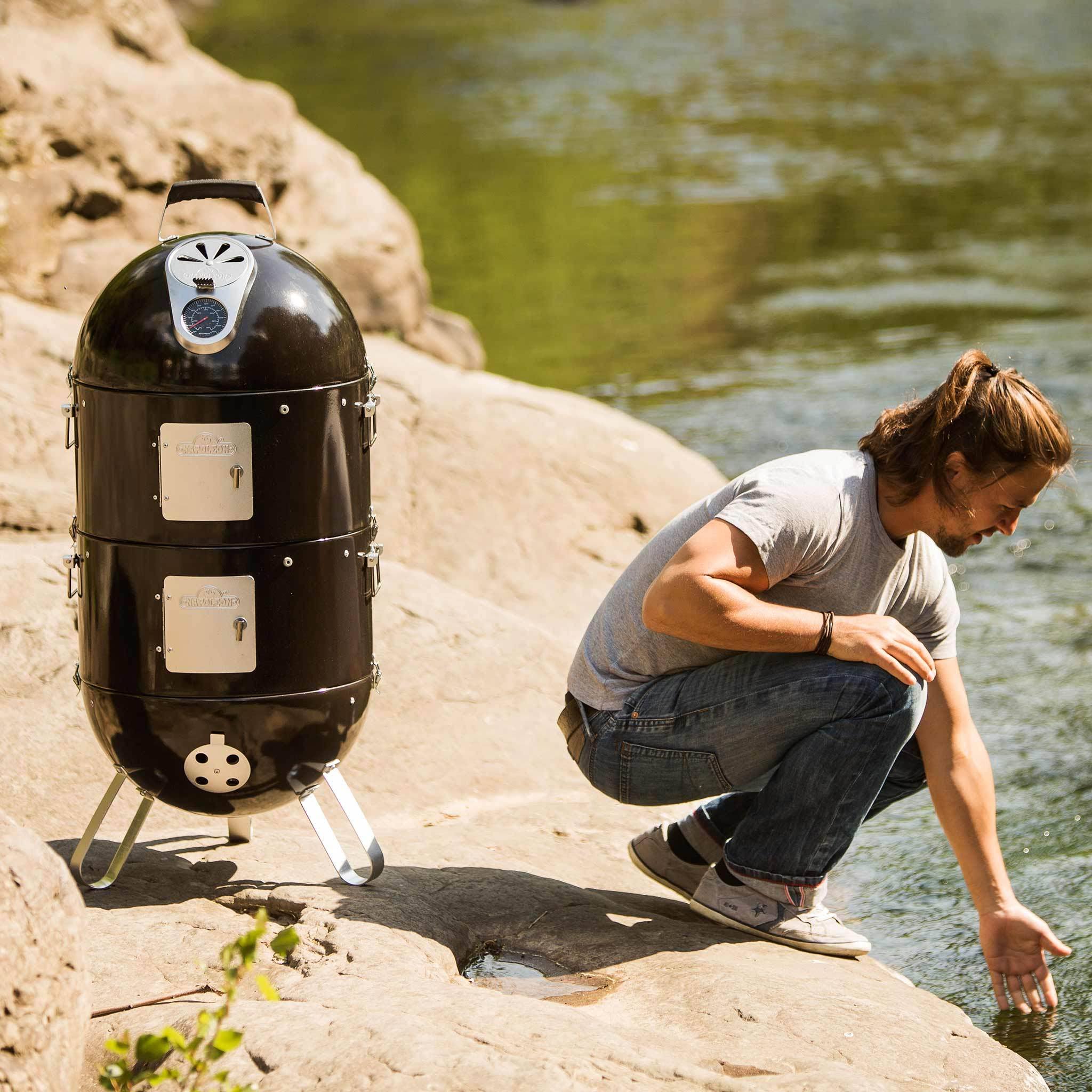Napoleon Black Charcoal Apollo 200 Charcoal Grill and Water Smoker - AS200K-1