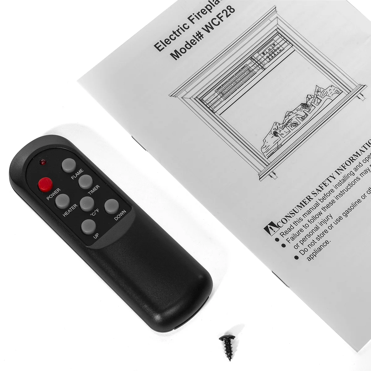 XtremepowerUS Electric Fireplace Heater Infrared Quartz Timer Remote Controller with Caster, 1500W