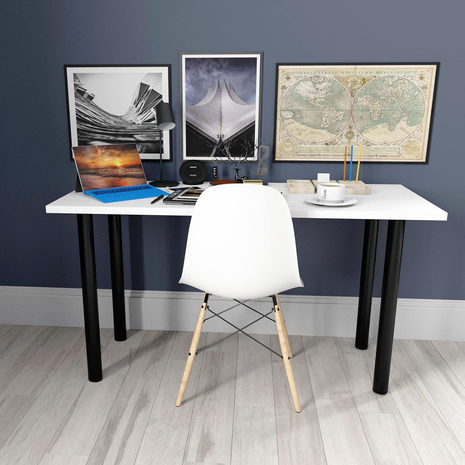 28 Inch Adjustable Table Legs, Black Legs for Desk, Sturdy Pipe Table Legs for Dining Table, Computer Table, ( Set of 4 )