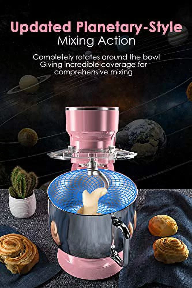 COOKLEE 9.5 Qt. 660W 10-Speed Stand Mixer w/ Dish Washer Safe Accessories SM-1551, Pink