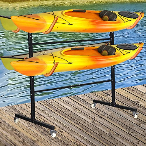Freestanding Kayak Storage Rack 2 Kayaks/4 Kayaks, Kayak Racks for Outdoor Storage, Kayak Stand Heavy Duty Storage for Kayaks, Canoes, SUP and Surfboards