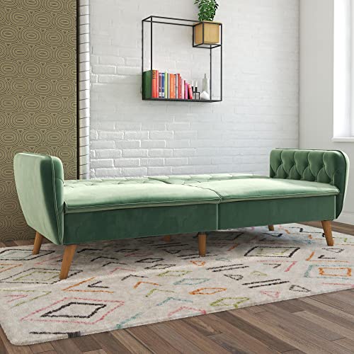 Novogratz Tallulah Memory Foam Futon, Convertible Couch, Camel Faux Leather