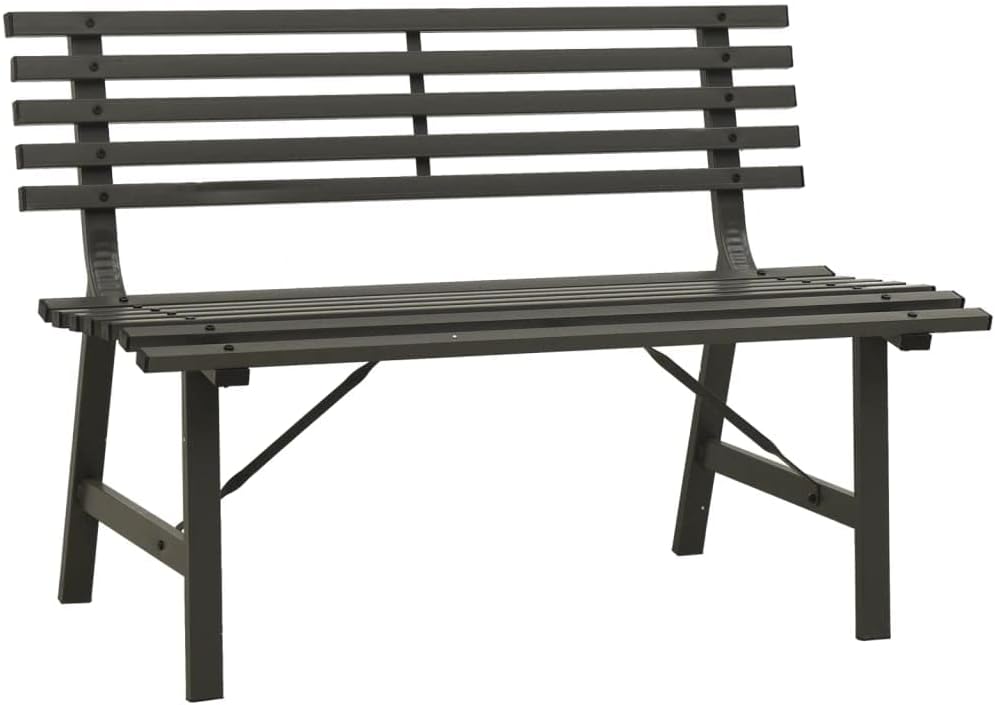 Garden Bench | Outdoor 2-Seater Patio Bench | Metal Park Bench for 2 Person | Yard Seating Bench for Outside Deck Backyard and Balcony | Black Steel 43.3" x 23.2" x 30.1"