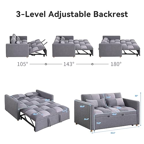 Convertible Sofa Bed - 3 in 1 Loveseat Sleeper Sofa,Pull Out Sleeper Bed with Adjustable Backrest,Multi-Functiona Lounge Chair with Velvet Fabric for Living Room(Black)