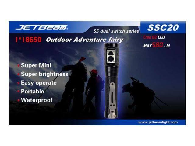 JETBEAM-SSC20-G2 Dual Switch Everyday Carry Flashlight with Cree G2 LED, Silver - 580 Lumens