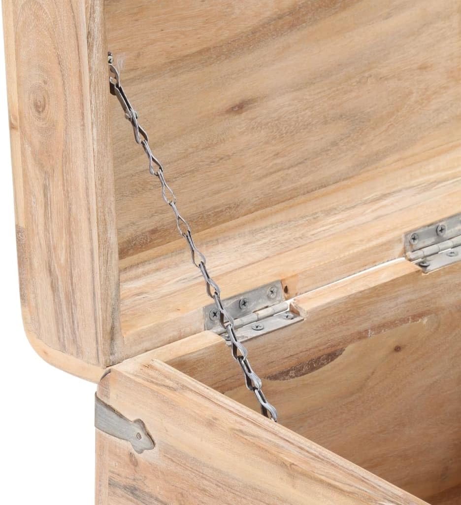 Tidyard Chest 15.7 x 15.7 x 15.7 Inches Solid Acacia Wood Blanket Storage Box, Wooden Trunk for Living Room, Bedroom, Closet, Home Organizer B