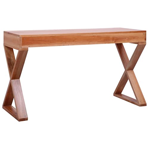 Office Desks Computer Desk Natural 52"x18.5"x30.3" Solid Mahogany Wood,Versatile and Durable Wooden Computer Desk with Ample Storage