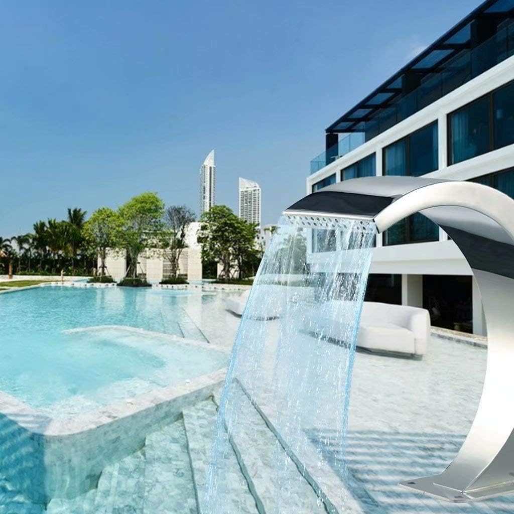 Garden Stainless Steel Waterfall Fountain Cascade Swimming Pool Fountain for Inground Pools Waterfalls Sheer Water Feature