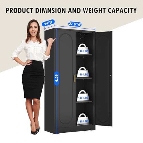 Metal Storage Cabinet with Doors and Shelves, 71 Inch Tall Kitchen Pantry Cabinet, Pantry Cabinets for Kitchen Storage, Freestanding Cupboard for Living, Dining Room, White, Assembly Required
