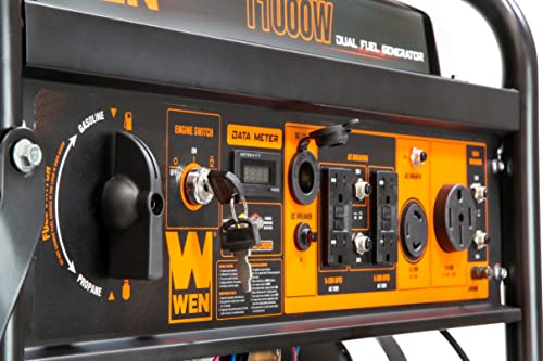 WEN 14,500-Watt 120V/240V Tri-Fuel Generator for Gas, Propane, and Natural Gas, Transfer-Switch Ready with Electric Start, Wheel Kit, and CO Watchdog (TF1450X)