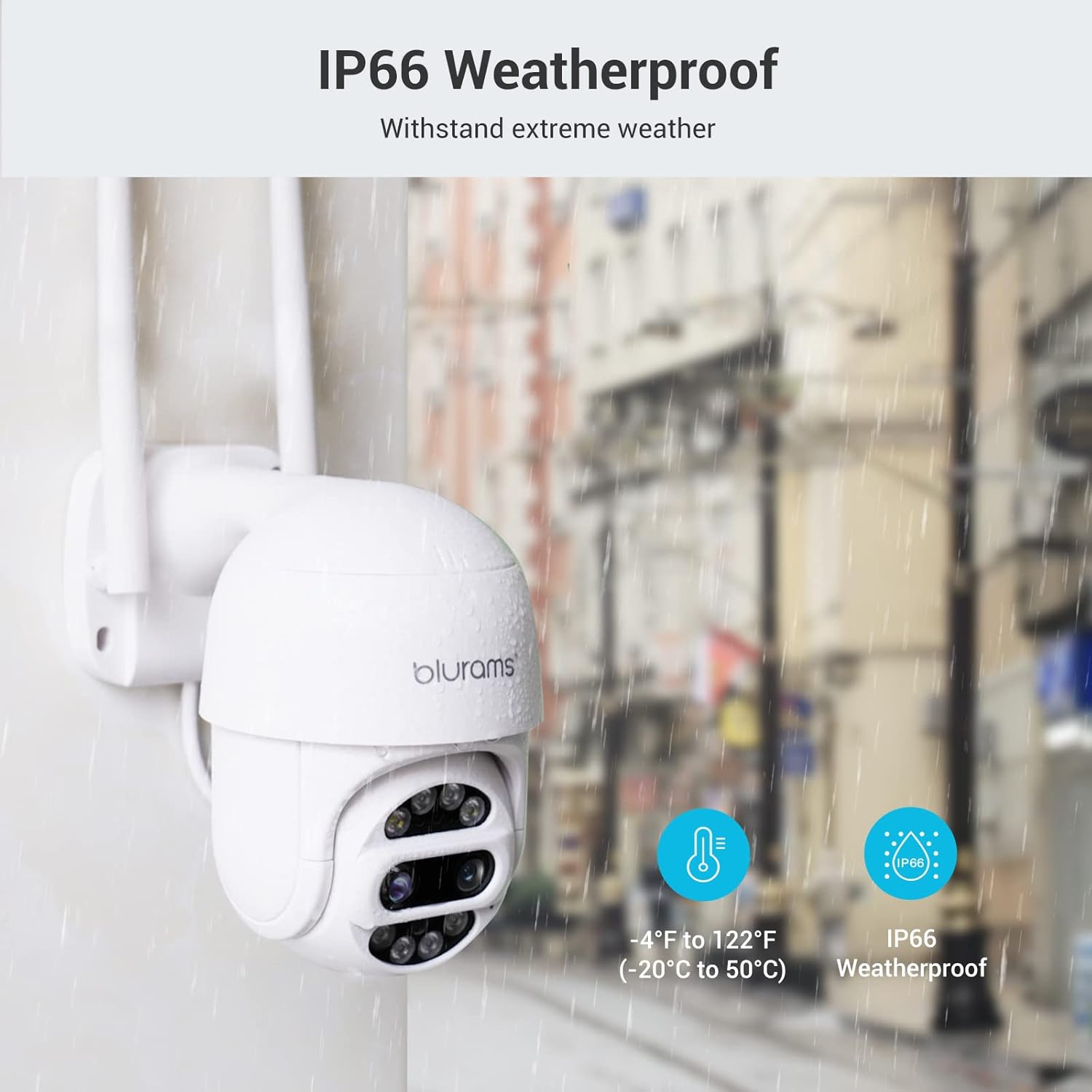 Security Camera Outdoor 3MP, blurams Dual-Lens Outdoor Camera, 360 Degree Pan/Tilt/Zoom Security Camera System w/ Motion Tracking, Two-Way Talk, IP66 Weatherproof, Siren Alarm, Color Night Vision