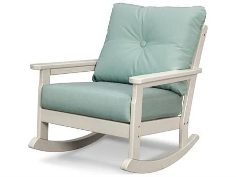 POLYWOOD Vineyard Deep Seating Rocking Chair in White / Spa
