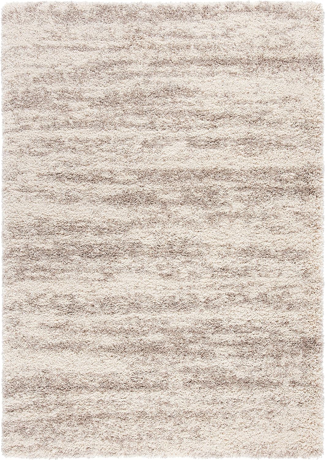 SAFAVIEH Hudson Shag Collection Area Rug - 5'3" x 7'6", Ivory & Beige, Modern Design, Non-Shedding & Easy Care, 2-inch Thick Ideal for High Traffic Areas in Living Room, Bedroom (SGH206B)